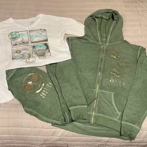 Justice 3pc zip up hoodie jogger set size 14 16